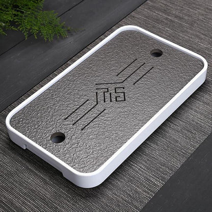 Black Stone Kungfu Tea Tray with Drainage Water Storage for Puer Tableware Tea