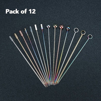 Cocktail Picks Fruit Sticks Bar Tool Drink Stirring Martini Accessory 11cm Metal