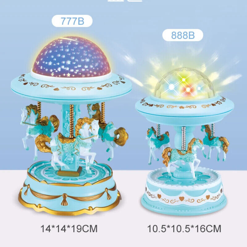 Music Box Plastic Nordic Carousel Star Projection Light Girl Gift 10.5x10.5x16cm