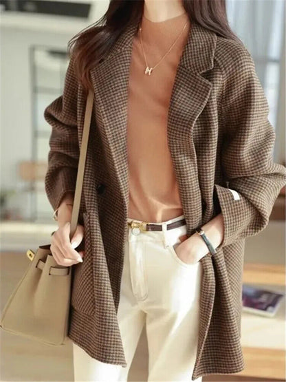 Coat Women's Spring and Autumn Single-breasted Loose Pocket Jacket Clothing