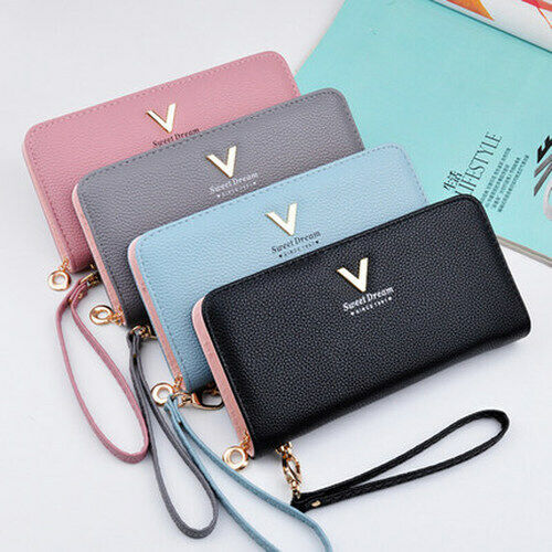 Female Leather Purse Wallets WomenClutch Handbag Ladies Long Clamps Card Holder