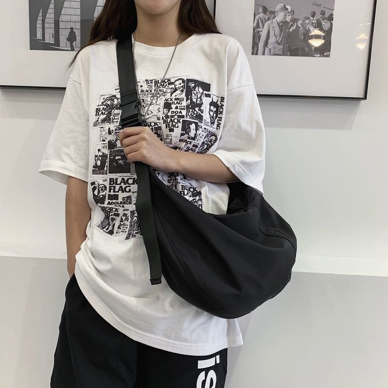Large Multicolor Dumpling Bag Retro Nylon Waterproof Shoulder Student Traveling