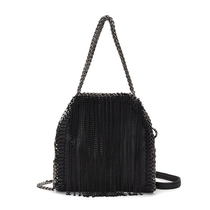 Vintage Punk Small Flap Bag Handbag Metal Fringe Synthetic Leather Shoulder Bag