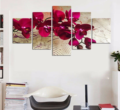 Flower Red Moth Orchid 5 Pieces canvas Wall Art Poster Picture Home Decor