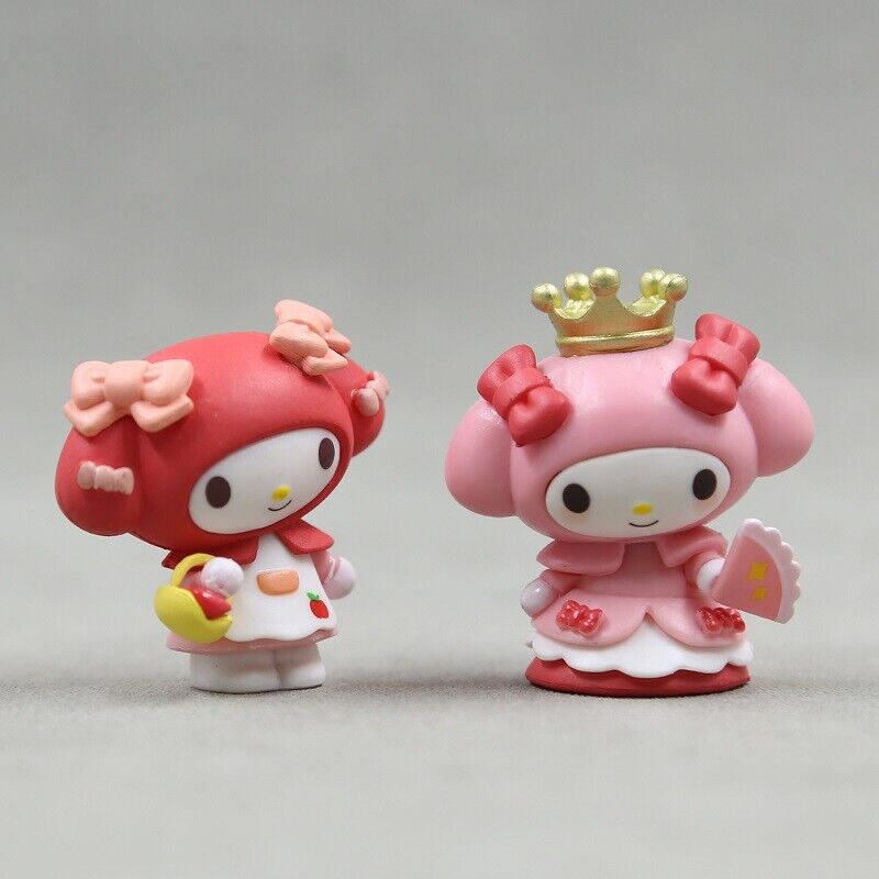 6pcs Kuromi My Melody Bow Crown Toys Cute Figures PVC Doll Toy Set Cake Toppers
