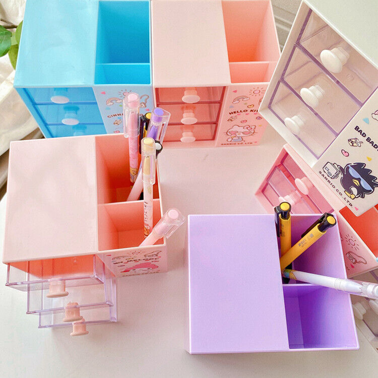 Cute Kuromi Girl Desktop Multi grid Cosmetics Storage Box Creative Pen Holder