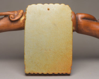 Chinese Old Natural Hetian Jade Carved Pine Figures Figurines Pendant Jewelry