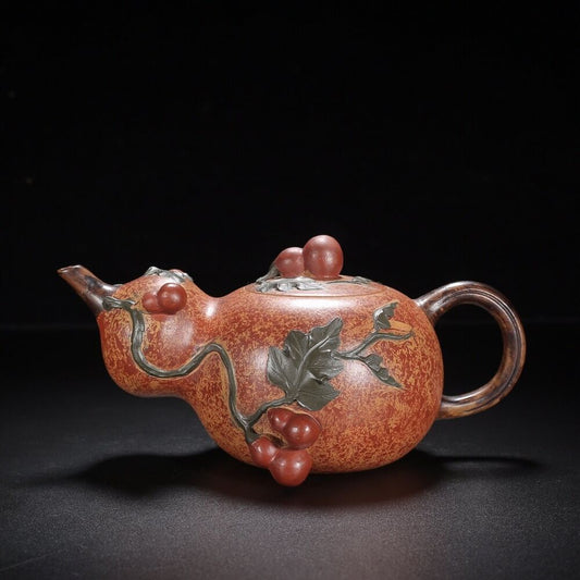 Chinese Yixing Zisha Clay Handmade Exquisite Teapot （福禄 底款：蒋蓉）