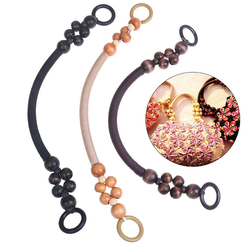 46cm Wood Plastic Bead Rope Bag Strap Handle Shoulder Belt Handbag Replacem HJ