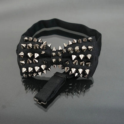 Men Fashion Neckties Cotton Black Punk Rivets Rock Style Bow Ties Hip Hop 12x6cm