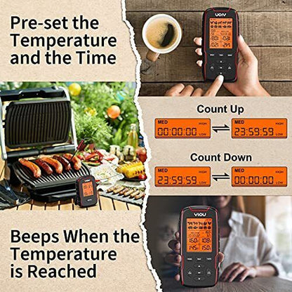 Wireless Meat Thermometer For Cooking Digital Meat Thermometer With 4 Probes 500