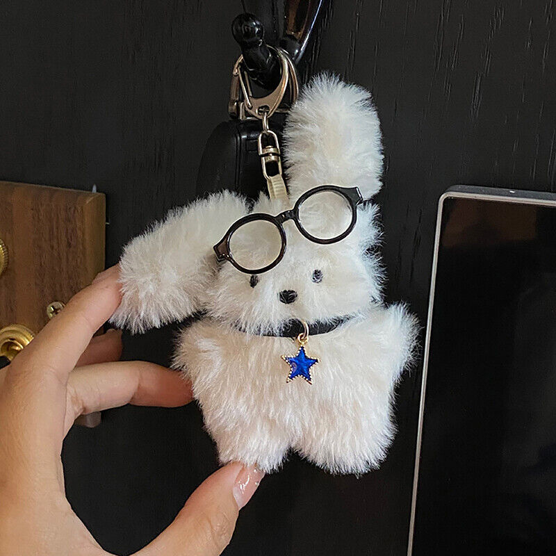 Plush Rabbit Pendant Bag Charms Soft Doll White Bunny Ornament Keychain Toy Gift