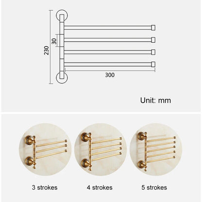Bath Towel Holder Antique Brass Bronze Bathroom Accessories Movable Storage Rack