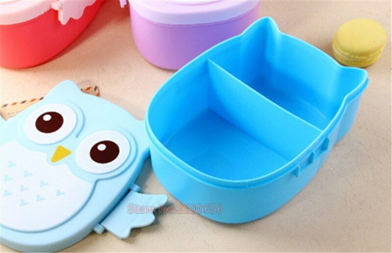 Children Bento Box Cartoon Owl Lunch Meal Box Tableware Microwave Oven Portable