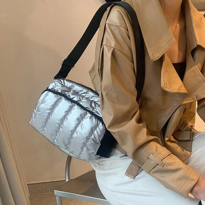 Space Shoulder Bags Women Winter Crossbody Down Bag Handbag Shoulder Pack