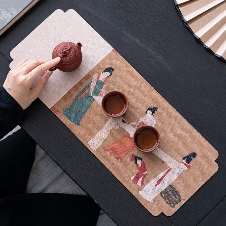 Chinese PVC Fiber Tea Mat|Chinese Table Runners|Table Runners|Tea Accessories