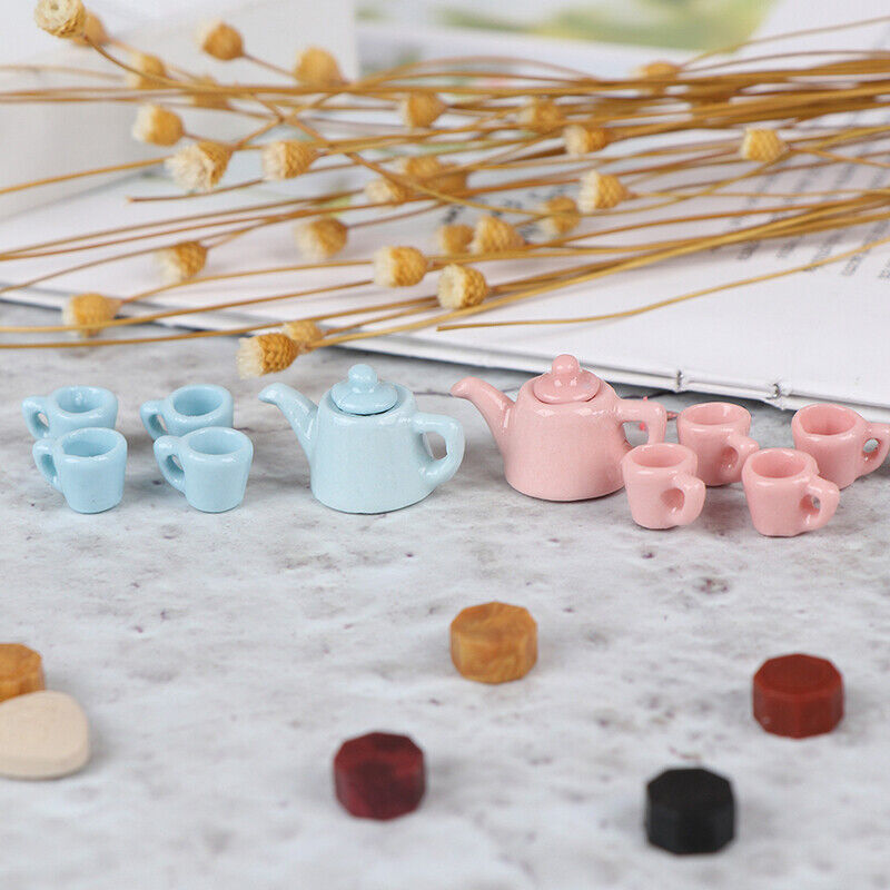 5Pcs/set 1:12 Dollhouse miniature modern porcelain tea cup seA-ca