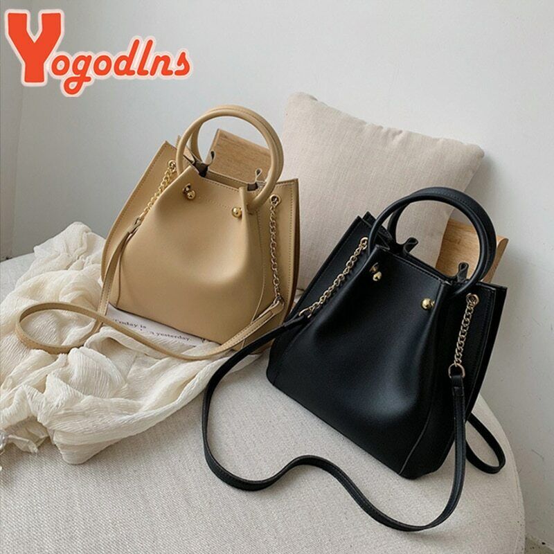 Fashion Handbags Large Capacity PU Leather Bucket Crossbody Bag Shoulder Bag