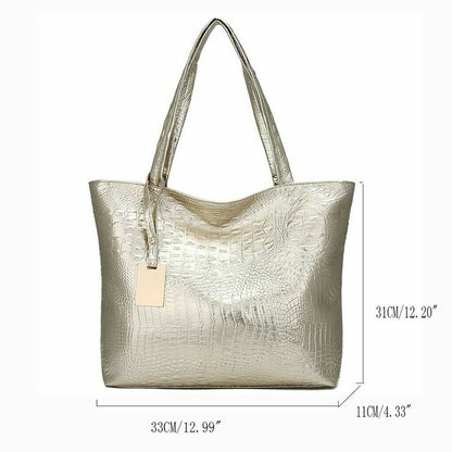 Women's Bag Crocodile Pattern Handbag Lady Shoulder Bag Black Sholder Bag