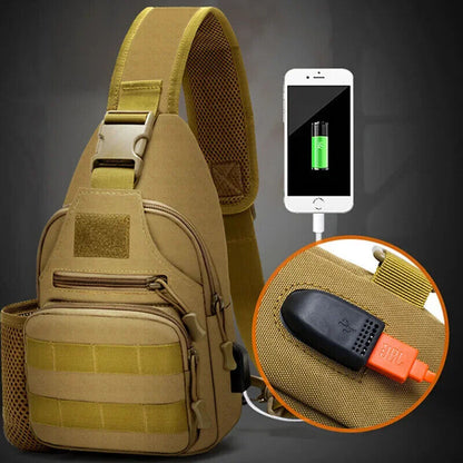 Men Canvas Shoulder Bags Travel Men's Crossbody Bag Army Style Chest Back Pack