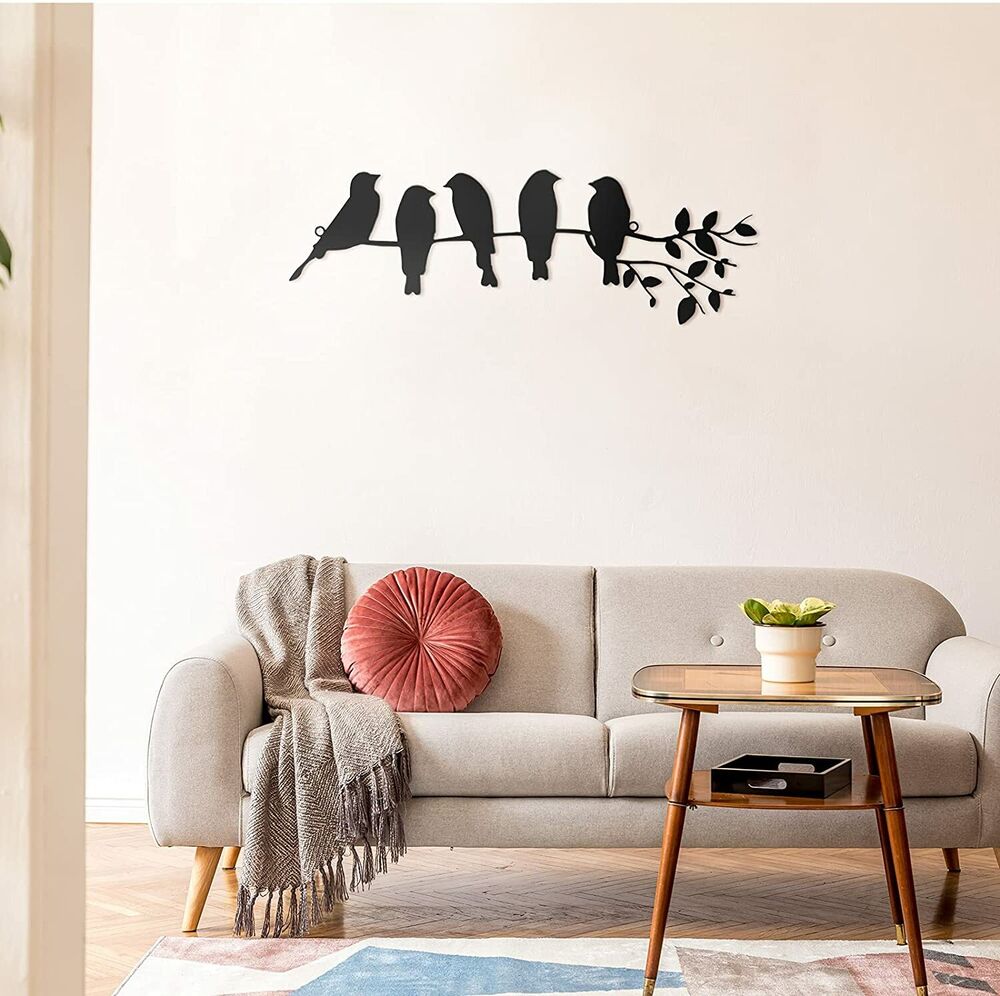 Metal Bird Wall Art 5 Birds on the Branch Wall Decor Leaves with Birds Sculpture