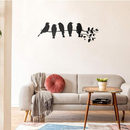 Metal Bird Wall Art 5 Birds on the Branch Wall Decor Leaves with Birds Sculpture