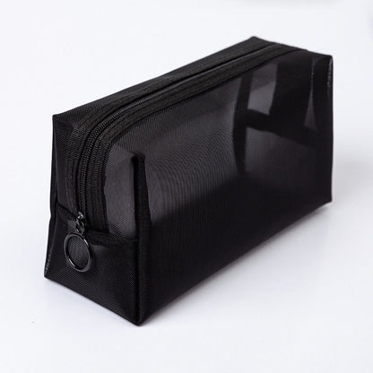 Cosmetic Bag Small Storage Travel Wash Purse Three-Pieces Set Black Transparent