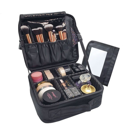 Makeup Case Traveling Cosmetic Bag Make Up Storage Box Nail Tool Suitcases Solid