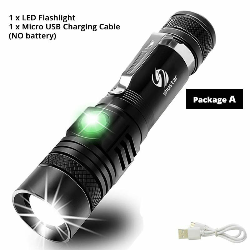 LED Flashlight Ultra Bright XP-L V6 Lamp Beads Waterproof Torch Zoomable 4 Modes