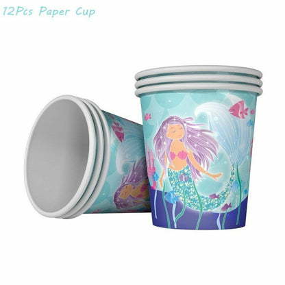 57Pcs/Set Mermaid Party Supplies Kit Baby Shower Under the Sea Theme Decorations