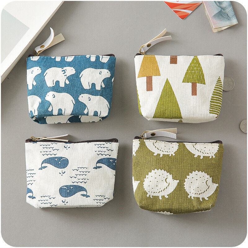 Women Coin Purse Card Earphone Pouch Bag Key Holder Small Wallet Package Canvas
