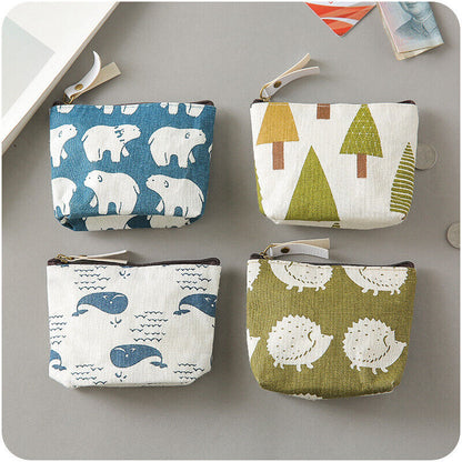 Women Coin Purse Card Earphone Pouch Bag Key Holder Small Wallet Package Canvas