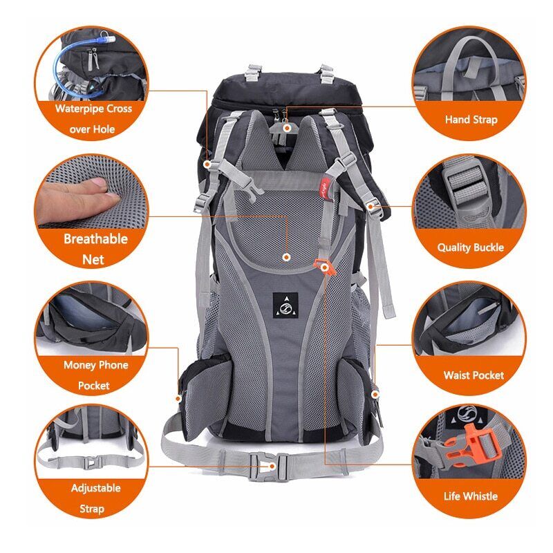 60L Frame Hiking Backpack Camping Trekking Bag Travel Backpack