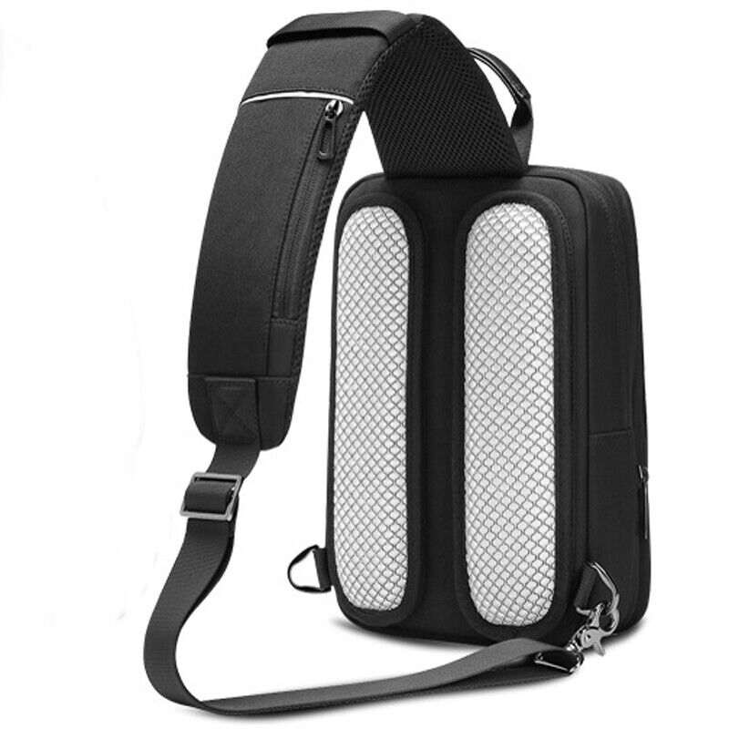 Men's Sling Backpack Oxford cloth Waterproof Crossbody Bag USB Port Sport Bags
