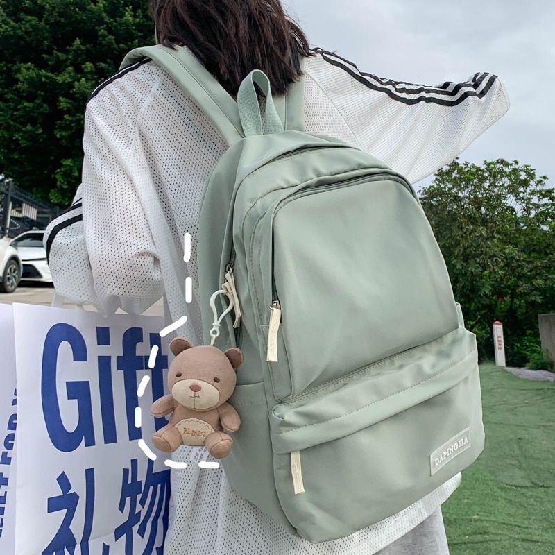 Double Zipper Women Backpack Waterproof Nylon School Student Bag Travel Rucksack