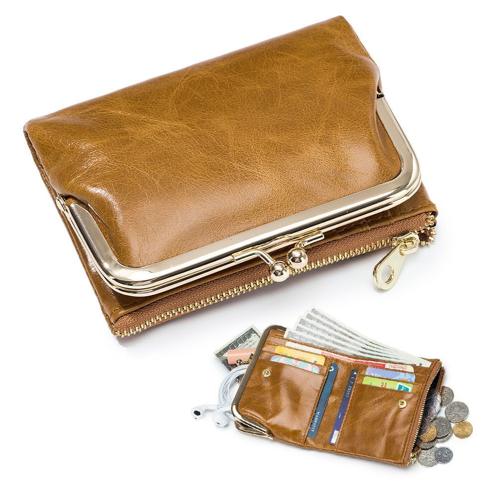Genuine Leather Wallet Retro Short Purse Style Clip Simple Storage Wallet Zipper