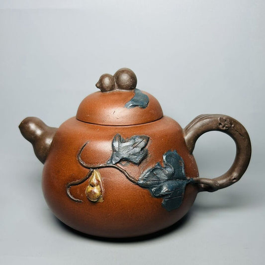 Vintage Chinese Yixing Purple Clay Teapot Zisha Ceremony Exquisite Gourd Teaware