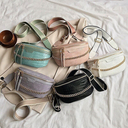 Women's Waist Bag Thick Chain Shoulder Crossbody Bag Female Belt Bag Handbag