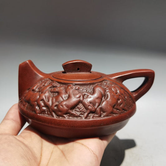 Chinese Yixing Zisha Clay Handmade Exquisite Chinese horses 马到成功 Teapot 104566