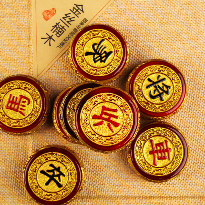 Chinese Chess Luxury Golden Phoebe Wooden Gilded xiangqi game Chess Collectible