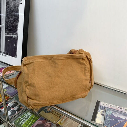 Multi Pockets Canvas Handbag Male Teenager Student Fabric Zipper Messenger Bag