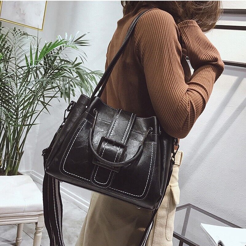 Women's Vintage Bagpack Tote PU Leather Shoulder Bags Crossbody Purse Satchel