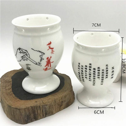 Moxibustion Cup Moxa Pot Ceramic Gua Sha Mugwort Cup Wormwood Massage Tool艾灸艾条艾草