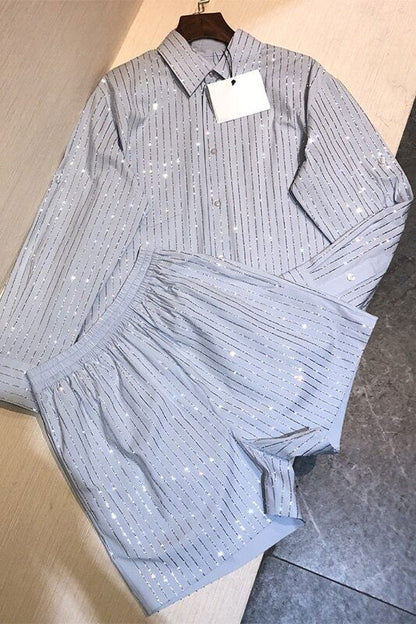 Suit 2023 Spring Autumn Long Sleeve Shirts Wide Leg Shorts Temperament 2pcs