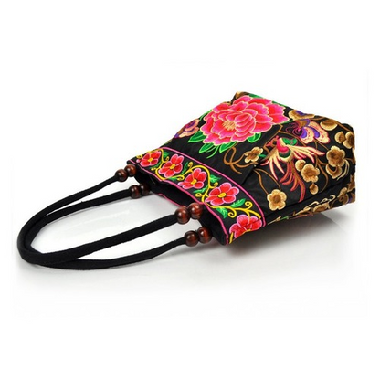 Women Shoulder Bags Embroidery Ethnic Flower Bohemia Retro Canvas Large Handbag