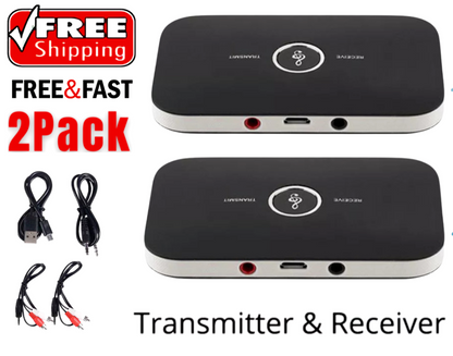2 Transmisor y receptor Bluetooth kit de adaptador de audio estéreo inalámbrico