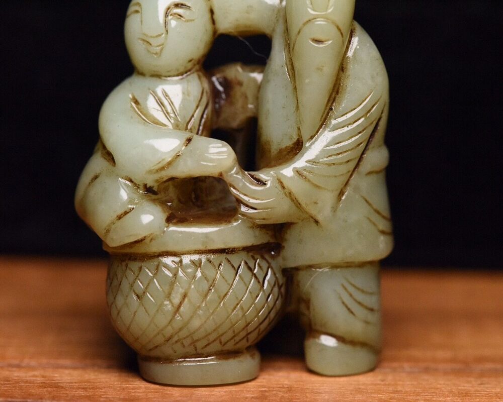 Chinese Natural Hetian Jade Carving Figure Story Statue Figurine Collections Art