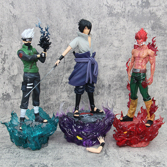 Anime Naruto Figure set Sasuke Kakashi Might Guy PVC Action Figure Statue Model