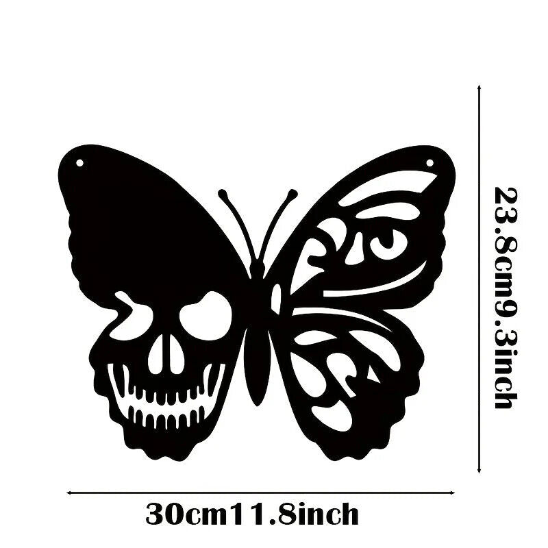 Skull Butterfly Metal Wall Art Decoration Wall Hanging Sign Iron Wall Art