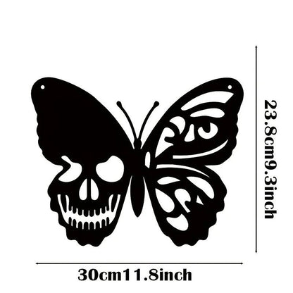 Skull Butterfly Metal Wall Art Decoration Wall Hanging Sign Iron Wall Art